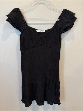 Altrd State Ruffle Sleeve Black Dress